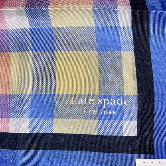 🌹NWT:Kate Spade Blue and Black Scarf - Picture 5 of 8